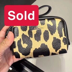 NWT Coach Pouch Wristlet With Leopard Print